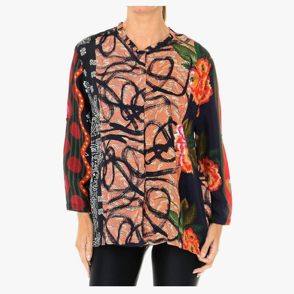 Desigual Vibrant Abstract Floral Shirt